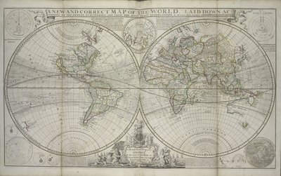 Une nouvelle et correcte carte du monde établie selon les dernières découvertes et les observations les plus exactes, 1736 - Hermann Moll